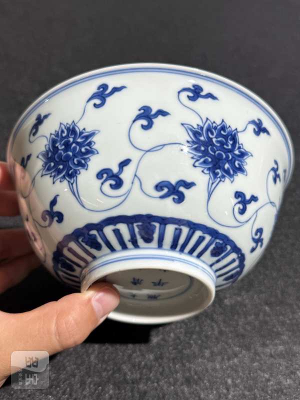 清康熙 青花缠枝莲纹碗 - 图5